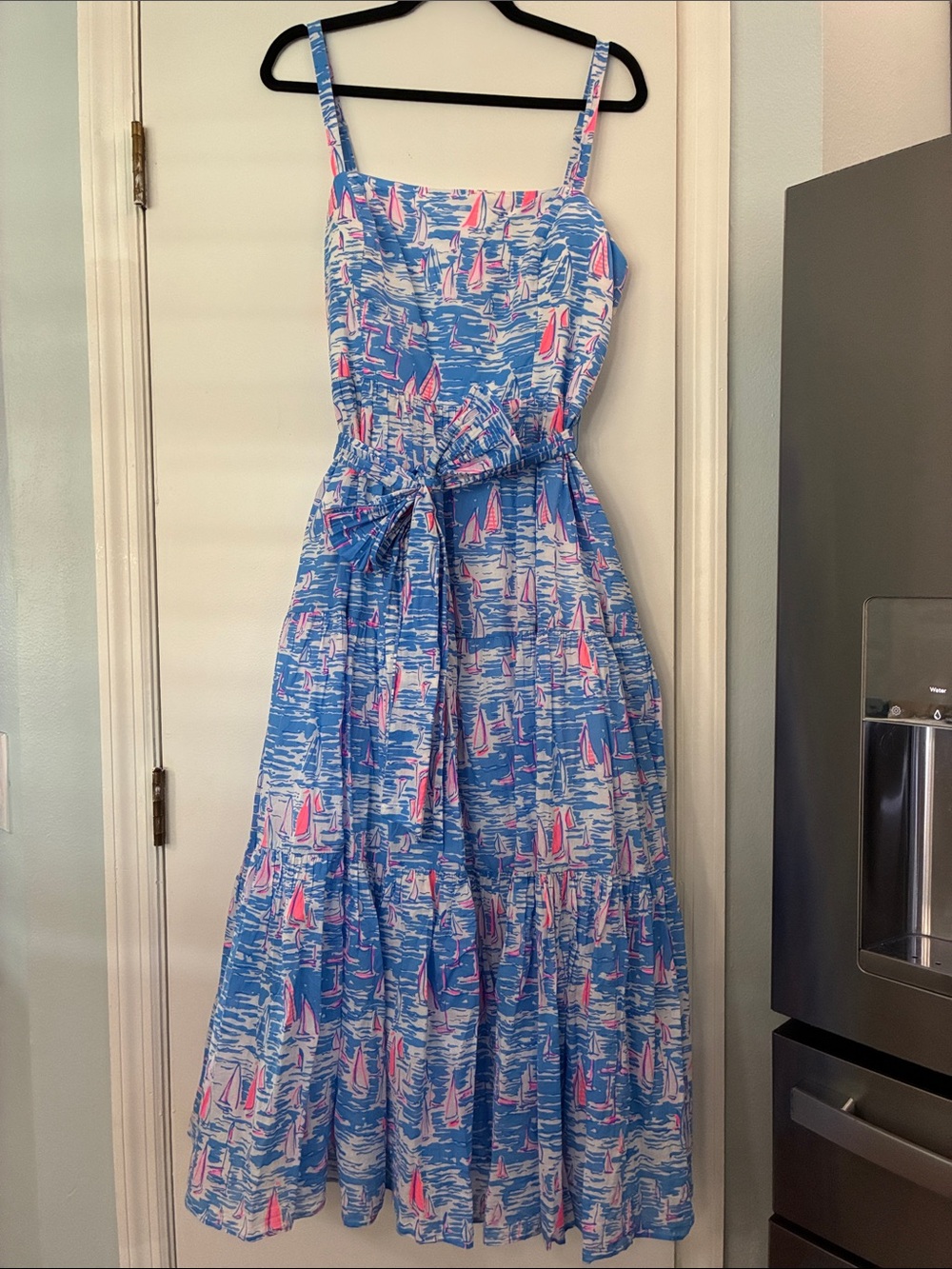 Lilly Pulitzer Blue & Pink Sailboat Maxi Dress